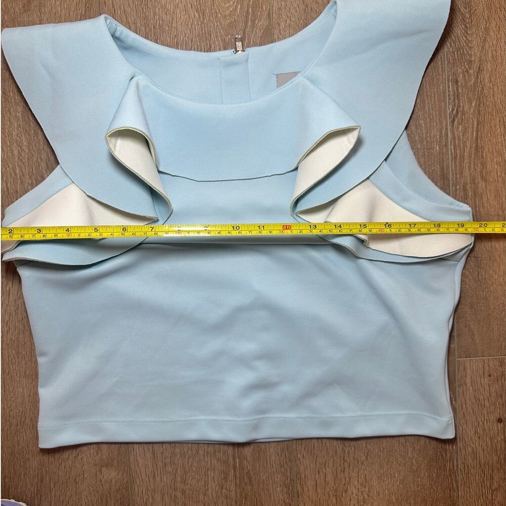 ASOS Blue Ruffle Crop Top Coastal Summer Size 8 - Picture 3 of 9